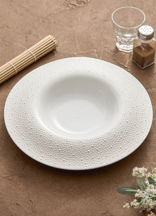 Matte Sesame Texture Porcelain Deep Rim Plate, Set of 2