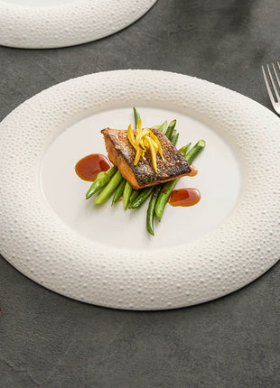 Matte Pebble-Edge Porcelain Plate, Set of 2