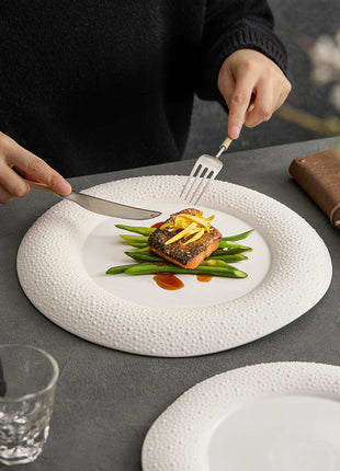 Matte Pebble-Edge Porcelain Plate, Set of 2