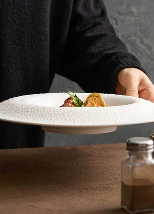Matte Sesame Texture Porcelain Deep Rim Plate, Set of 2
