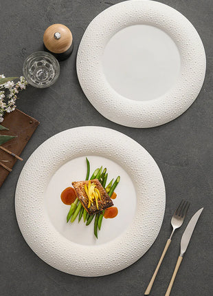 Matte Pebble-Edge Porcelain Plate, Set of 2