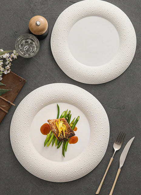 Matte Pebble-Edge Porcelain Plate, Set of 2