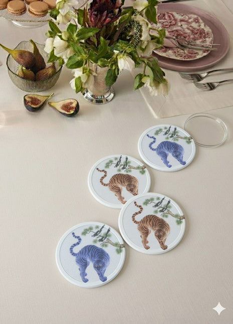 Tiger & Magpie Coaster - blue