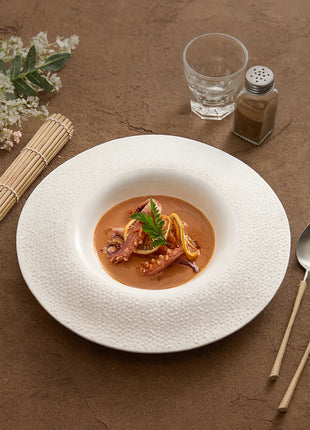 Matte Sesame Texture Porcelain Deep Rim Plate, Set of 2