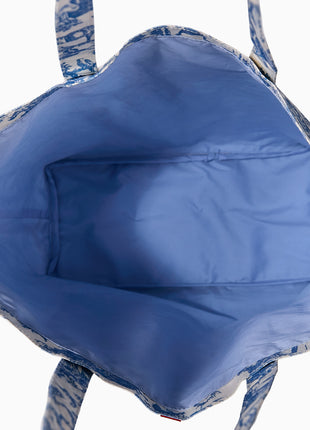Blue toile de jouy tote bag inside details