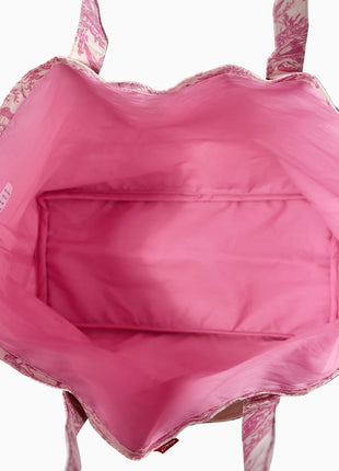 Pink toile de jouy tote bag inside details